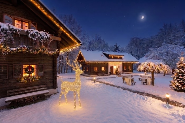 Weihnachtsdorf Schönleitn Hirsch beleuchtet